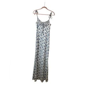 Floral Maxi Dress with Blue Pattern